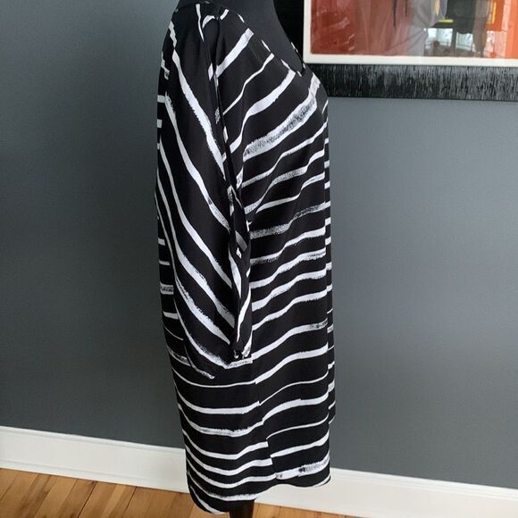Express black with distressed white stripe cold shoulder midi. New. Small. - Picture 5 of 8